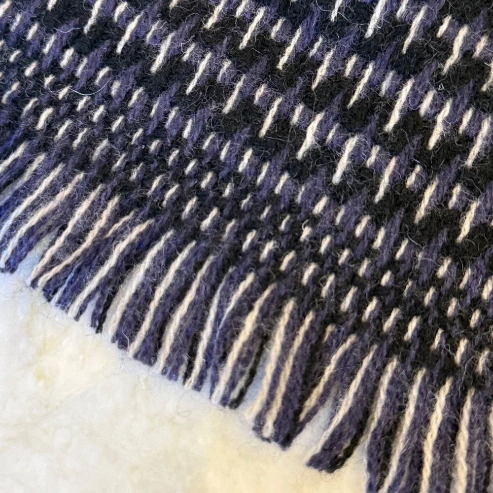 Bloomingdale's The Men's Store Cashmere/Wool Blend Neck Scarf Black/White Fringe